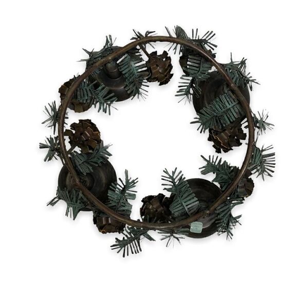 PartyLite Pinecone Candleholder Wreath P8246 Metal Centerpiece Holiday D… - Picture 10 of 12